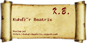 Kuhár Beatrix névjegykártya